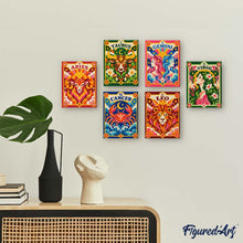 Cargar imagen en el visor de la galería, Mini Serie Pintar por números 15x20cm (6 piezas) - Zodiaco Retro 1