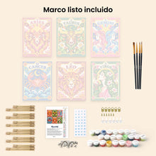 Cargar imagen en el visor de la galería, Mini Serie Pintar por números 15x20cm (6 piezas) - Zodiaco Retro 1