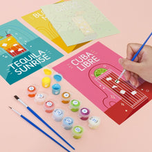 Cargar imagen en el visor de la galería, Mini Pintar por números 15x20cm (6 piezas) - Cócteles Famosos