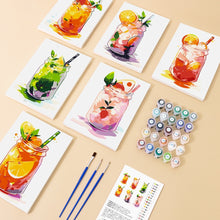 Cargar imagen en el visor de la galería, Mini Pintar por números 15x20cm (6 piezas) - Bebidas de Frutas en Tarro