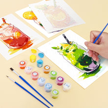 Cargar imagen en el visor de la galería, Mini Pintar por números 15x20cm (6 piezas) - Bebidas de Frutas en Tarro
