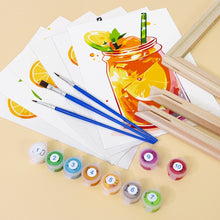 Cargar imagen en el visor de la galería, Mini Pintar por números 15x20cm (6 piezas) - Bebidas de Frutas en Tarro