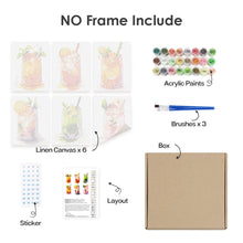 Cargar imagen en el visor de la galería, Mini Pintar por números 15x20cm (6 piezas) - Bebidas de Frutas en Tarro