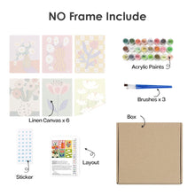 Cargar imagen en el visor de la galería, Mini Pintar por números 15x20cm (6 piezas) - Jarrones Florales Abstractos