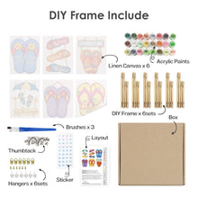 Cargar imagen en el visor de la galería, Mini Pintar por números 15x20cm (6 piezas) - Carteles de Verano con Chanclas