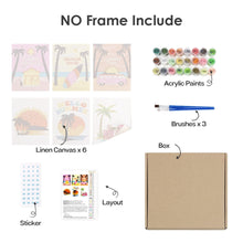 Cargar imagen en el visor de la galería, Mini Pintar por números 15x20cm (6 piezas) - Carteles de Playas en Verano