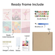 Cargar imagen en el visor de la galería, Mini Pintar por números 15x20cm (6 piezas) - Carteles de Cócteles Elegantes