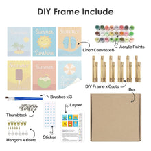 Cargar imagen en el visor de la galería, Mini Pintar por números 15x20cm (6 piezas) - Carteles de Vacaciones de Verano
