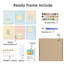 Cargar imagen en el visor de la galería, Mini Pintar por números 15x20cm (6 piezas) - Carteles de Vacaciones de Verano