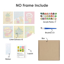 Cargar imagen en el visor de la galería, Mini Pintar por números 15x20cm (6 piezas) - Buenas Vibras Verano