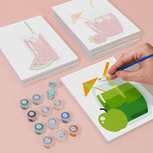 Cargar imagen en el visor de la galería, Mini Pintar por números 15x20cm (6 piezas) - Bebidas de Frutas