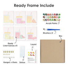 Cargar imagen en el visor de la galería, Mini Pintar por números 15x20cm (6 piezas) - Zumos de Frutas en Tarro