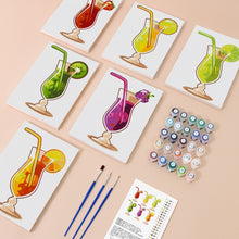 Cargar imagen en el visor de la galería, Mini Pintar por números 15x20cm (6 piezas) - Cócteles de Frutas
