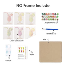 Cargar imagen en el visor de la galería, Mini Pintar por números 15x20cm (6 piezas) - Cócteles de Frutas