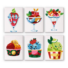 Cargar imagen en el visor de la galería, Pintura por números – Juego de 6 lienzos | Copas de Helado Sundae Figured'Art