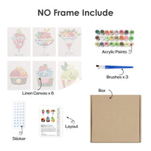 Cargar imagen en el visor de la galería, Mini Pintar por números 15x20cm (6 piezas) - Copas de Helado Sundae