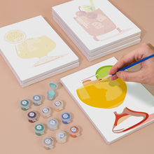 Cargar imagen en el visor de la galería, Mini Pintar por números 15x20cm (6 piezas) - Cócteles Tropicales