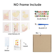 Cargar imagen en el visor de la galería, Mini Pintar por números 15x20cm (6 piezas) - Cócteles Tropicales