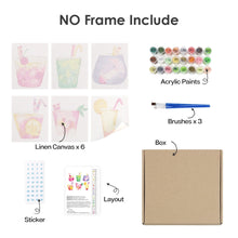 Cargar imagen en el visor de la galería, Mini Pintar por números 15x20cm (6 piezas) - Bebidas Tropicales Coloridas