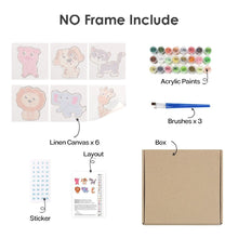Cargar imagen en el visor de la galería, Mini Pintar por números 15x15cm (6 piezas) - Animales Tiernos