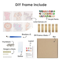 Cargar imagen en el visor de la galería, Mini Pintar por números 15x15cm (6 piezas) - Animales Tiernos