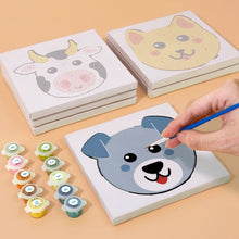 Cargar imagen en el visor de la galería, Mini Pintar por números 15x15cm (6 piezas) - Caras de Animales Tiernos