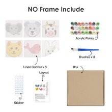 Cargar imagen en el visor de la galería, Mini Pintar por números 15x15cm (6 piezas) - Caras de Animales Tiernos