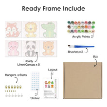 Cargar imagen en el visor de la galería, Mini Pintar por números 15x15cm (6 piezas) - Personajes de Animales Tiernos