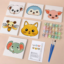 Cargar imagen en el visor de la galería, Mini Pintar por números 15x15cm (6 piezas) - Caras de Animales Tiernos 2