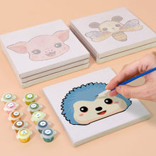 Cargar imagen en el visor de la galería, Mini Pintar por números 15x15cm (6 piezas) - Caras de Animales Tiernos 2