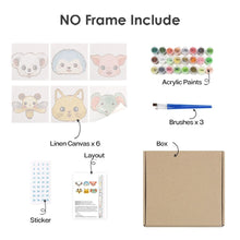 Cargar imagen en el visor de la galería, Mini Pintar por números 15x15cm (6 piezas) - Caras de Animales Tiernos 2