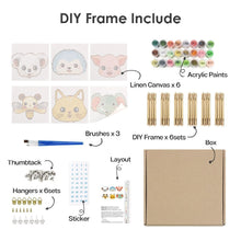 Cargar imagen en el visor de la galería, Mini Pintar por números 15x15cm (6 piezas) - Caras de Animales Tiernos 2