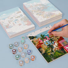 Cargar imagen en el visor de la galería, Mini Pintar por números 15x20cm (6 piezas) - Escenas Mediterráneas