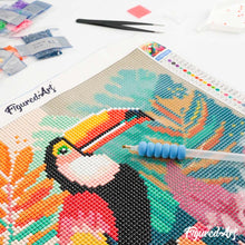 Cargar imagen en el visor de la galería, Mini Diamond Painting 25x25cm - Pavo Real Elegante