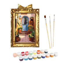 Cargar imagen en el visor de la galería, Mini Pintar por números con marco - Patio mediterráneo Figured'Art