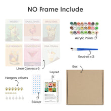 Cargar imagen en el visor de la galería, Mini Pintar por números 15x20cm (6 piezas) - Serie Arte Mixología de Bar Moderno 1