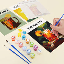 Cargar imagen en el visor de la galería, Mini Pintar por números 15x20cm (6 piezas) - Serie Arte Mixología de Bar Moderno 3