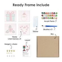 Cargar imagen en el visor de la galería, Mini Pintar por números 15x15cm (4 piezas) - Iconos Clásicos de Navidad 2