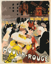 Cargar imagen en el visor de la galería, Pintar por numeros Figured'Art - Cartel Moulin Rouge - La dama de amarillo