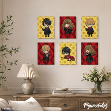 Cargar imagen en el visor de la galería, Mini Pintar por números 15x20cm (6 piezas) - El Trío de Gryffindor de Harry Potter