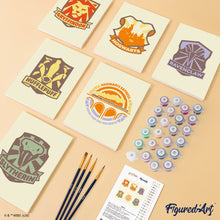 Cargar imagen en el visor de la galería, Mini Pintar por números 15x20cm (6 piezas) - Las casas de Harry Potter