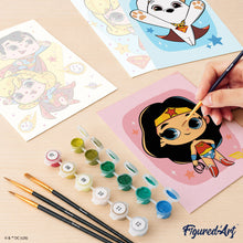 Cargar imagen en el visor de la galería, Mini Serie Pintar por números 15x20cm (6 piezas) - Pequeños Superhéroes DC