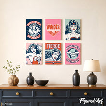 Cargar imagen en el visor de la galería, Mini Serie Pintar por números 15x20cm (6 piezas) - La Intrépida Wonder Woman
