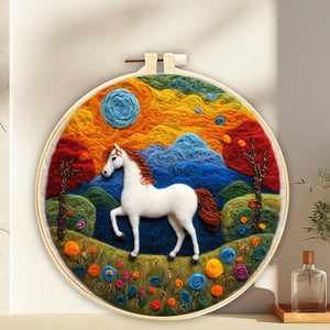 Kit de needle felting - Caballo en un campo