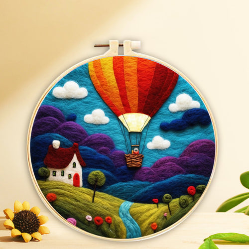 Kit de needle felting - Globo sobre un prado