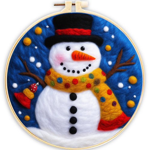 Kit de needle felting - Muñeco de nieve con lunares