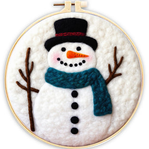 Kit de needle felting - Muñeco de Nieve con Bufanda Azul