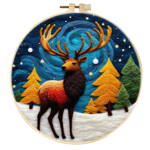 Kit de needle felting - Ciervo en Campo Invernal