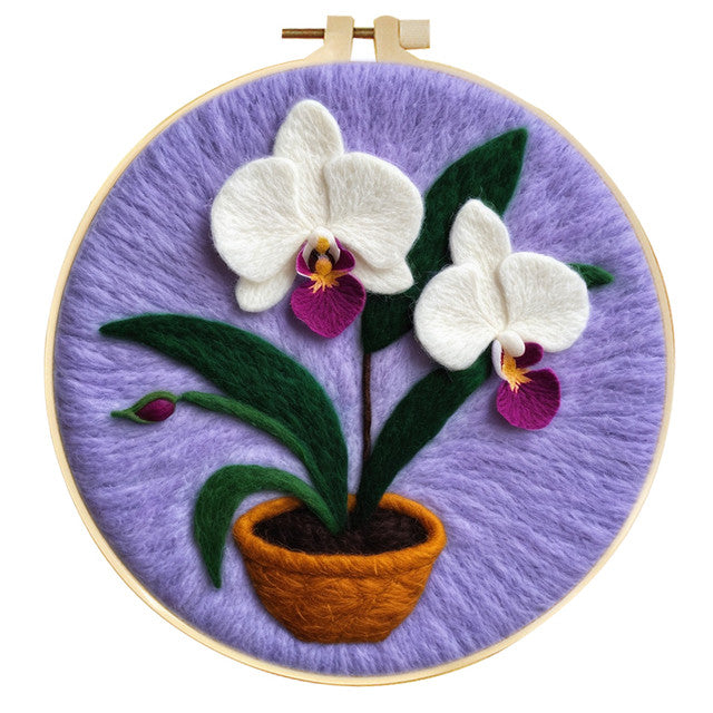 Kit de needle felting - Orquídeas Blancas