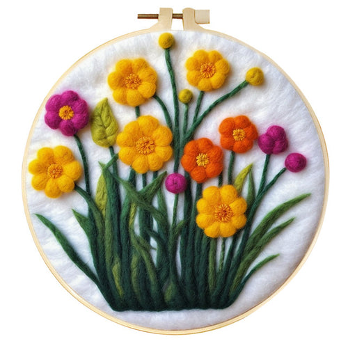 Kit de needle felting - Flores y Hierba